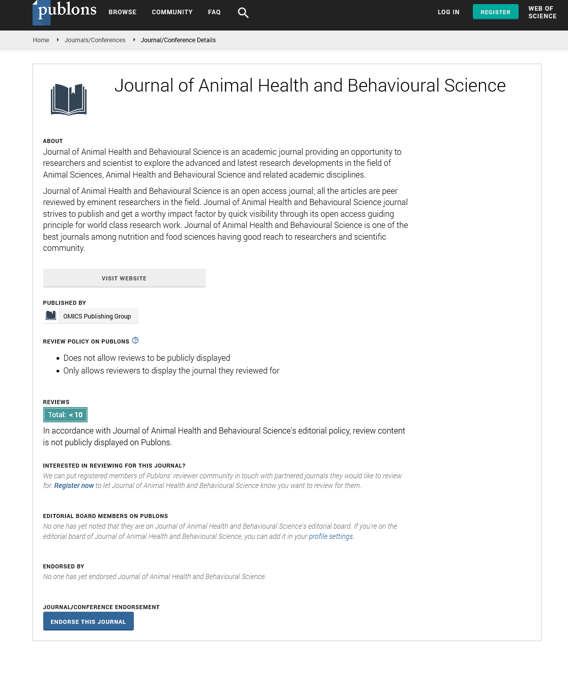 Journal of Animal Health and Behavioural Science- Open Access Journals